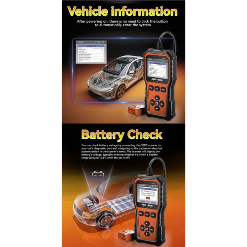 KONNWEI KW340 Car OBD2 Scanner Diagnostic Tool Battery Check I/M VIN DTC Clear Read Fault Code Real- Data Function 1