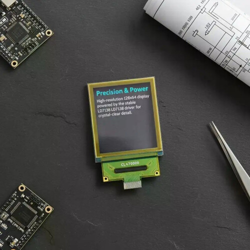 Display OLED Transparente de 1,5 Polegadas PMOLED 128x64 65K Cores SPI para Projetos Vestíveis DIY 1