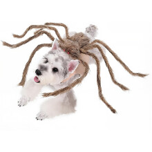 Funny Gray Spider Dog Costume Halloween Pet Cosplay Outfit with Spider Legs,S