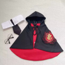 3PCS Wizard Pet Costume for Cats Small Dogs Robe Glasses Tie Halloween Cosplay,(red,S)
