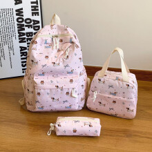 (black) Dachshund Print Backpack Set of 3 Lightweight Large Capacity Travel Bookbag for Middle High Elementary Students