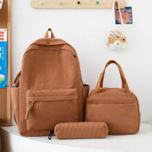 (brown) Japanese Simple Stylish School Backpack, Korean Ins Campus Bag for Men Women Students Casual Daypack