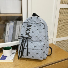(grey) Corduroy Ribbon Bow Backpack for Women College Students Casual Bookbag for Junior High Senior High School Teenagers Stylish Daypack