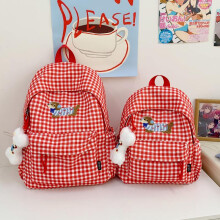 (Black, 30L with pendant) Cute Dachshund Backpack Korean Cartoon School Bag Large Capacity College Style Student Bookbag Plaid Casual Daypack