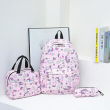 (White car) 2026 Trendy Printed Student Backpack Set of 3, Large Capacity Laptop School Bag for Teens Outdoor Commuter Daypack