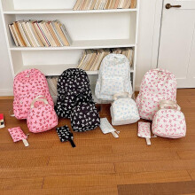 (rose red) Cute Japanese School Girl Bowknot 3-Piece Backpack Set, Korean Harajuku Style, Large Capacity Casual Bookbag for Teens