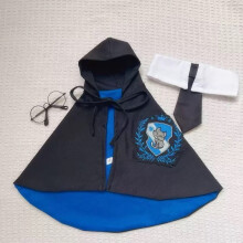 3PCS Wizard Pet Costume for Cats Small Dogs Robe Glasses Tie Halloween Cosplay(blue,M)