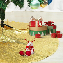 Christmas Small Tree Skirt, 36 Inch Sequin Tree Skirt for Tree Xmas Tree Mat for Christmas Decorations Gold