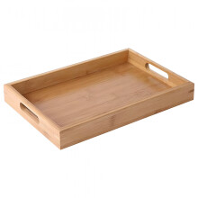 Bamboo Serving Tray, Wooden Appetizer & Drink Tray, Eco-Friendly, Easy to Clean, for Breakfast