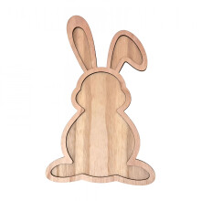 Bunny Shaped Wooden Easter Serving Platter, Rabbit Charcuterie Board Tray for Food