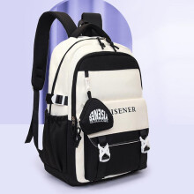 (black) Large Capacity Backpack Ins Style Simple Student Bookbag High Quality Middle School Anti-water Backpack