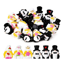 42 Pcs Wedding Gnome Figurines 6 Styles Groom Tomte Fairy Resin Ornament for Fairy Garden Bridal Shower Decor