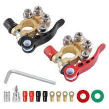 2PCS 4-Way Quick-Release Car Battery Terminal Connectors for SAE/JIS Type A Posts, Disconnect Clamp Design