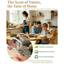 9.6" Handwoven Seagrass Tortilla Warmer Basket with Lid & 2 Washable Cotton Liners for Tortillas Roti Pancake Flatbread