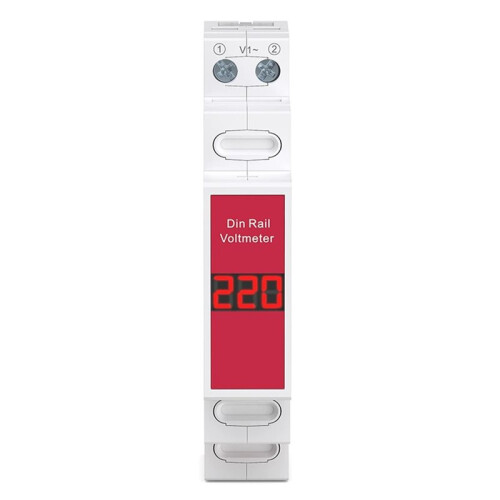 Din Rail Mount Single Phase Voltage Meter Ac 60V-450V  Modular Voltmeter Gauge Indicator LED Digital Display