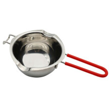 Olla para Fundir Chocolate de 400 Ml, Recipiente de Acero Inoxidable para Fundir Dulces, Boquilla Doble con Gancho Frontal Rojo.