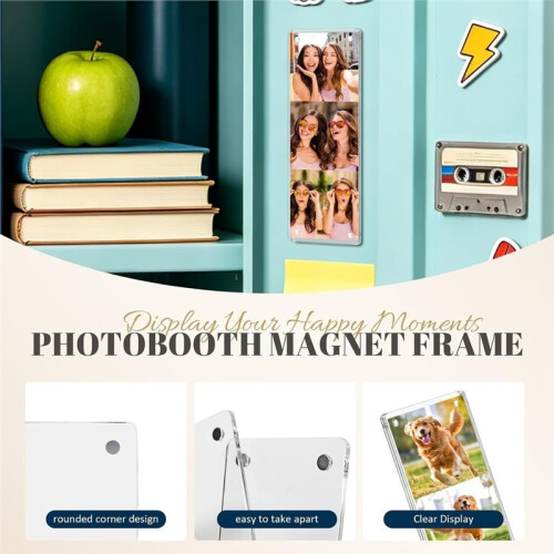 8 Pack 2x6 Acrylic Photobooth Magnet Fram, Acrylic Fridge Magnetic Frames, Clear Acrylic Frame for Refrigerator 2