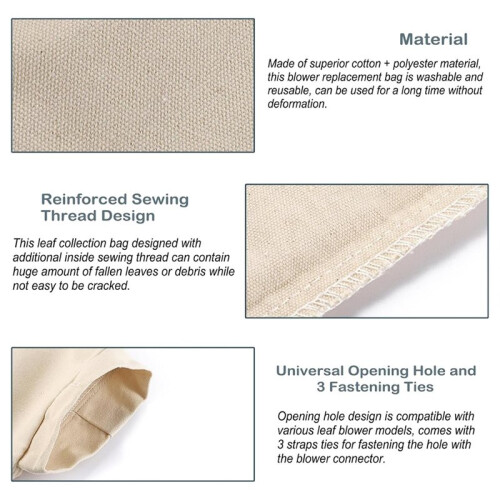 Replacement Bottom Debris Self-Unloading Bag Adjustable Leaf Series Zipper Bag for Mulcher Vacuum Leaf Storage Bag 1