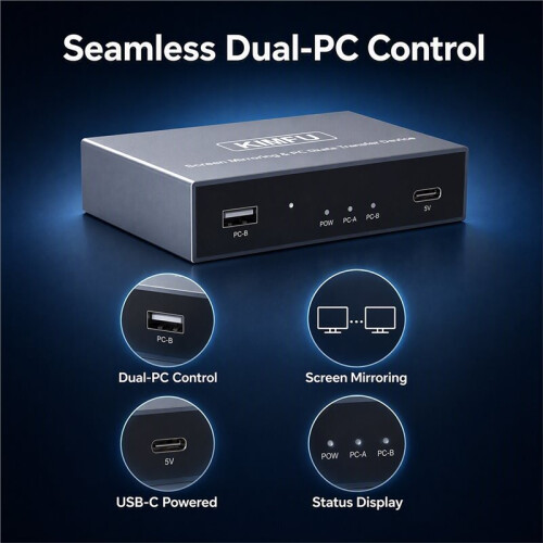 USB Data Transfer and Sharing Device High-Speed Keyboard and Mouse Transmission Screen Crossing Type-C for Computer 2