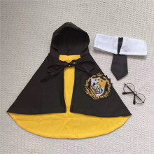 3PCS Wizard Pet Costume for Cats Small Dogs Robe Glasses Tie Halloween Cosplay(Yellow,L)