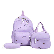 (Pink) Japanese Cute Dachshund Backpack Set for Students, Casual Lightweight Shoulder Bag, High-Value 3-Piece School Bag