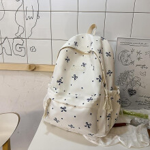(White & red) Japanese School Style Bow Backpack for Women Korean Harajuku Large Capacity Cute Rucksack Student Bag