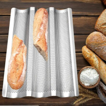 French Bread Baking Pan 3 Waves Non-Stick Stainless Steel Bread Tray for Toaster Oven Kitchen Meat Biscuit Bread Plate