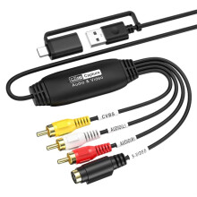 RCA AV to USB C Video Audio Capture Card Adapter S-Video+AV Video Capture Recorder for DVD Camera VHS Player Male