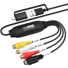 RCA AV to USB C Video Audio Capture Card Adapter S-Video+AV Video Capture Recorder for DVD Camera VHS Player Female
