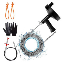 Drain Auger 33 Ft Plumbing Snake Hair Clog Remover, Heavy Duty Sink Cleaner for Shower Bathtub Kitchen