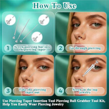 Piercing Taper Grabber Tool för Att Byta Smycken - 16G 18G 20G Trådlös/Trådad Kroppspiercingkit