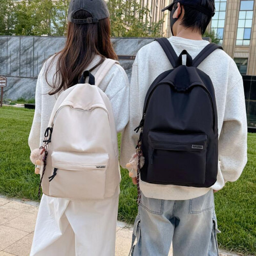 (Black - style two) Graffiti Backpack Large Capacity Casual Simple Textured Laptop Bag for Elementary Middle High School Students 1