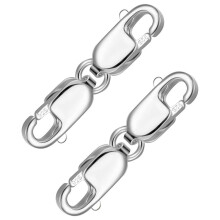 2ST Dubbelt HummerlåS 10 Mm, Sterling SilverlåS DubbelklolåS Armband Halsband FöRläNgningskontakt för Halsband