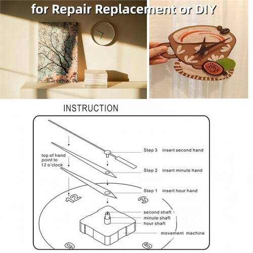 Clock Mechanism Replacement Kit,Quartz Clock Movement,Clock Movement Motor Kit for Clock Repair,DIY and Custom Clock