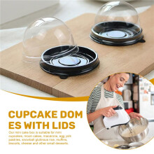 50 Pack Cupcake Containers Clear Plastic Cake Box with Dome Lids for Muffin Mooncake Dessert Cheese Pastry