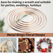 12 Pcs 6 Sizes Gold Dream Catcher Metal Rings Floral Hoops Wreath Macrame Creations for DIY Crafts