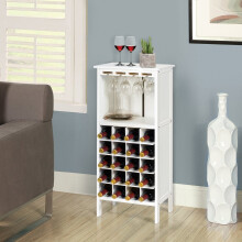 Casier à vin en bois pour 20 bouteilles avec accroche-verre 42 x 24,5 x 96 cm blanc