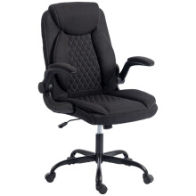 (Black, Linen) HOMCOM Linen-Look Executive Office Chair, Black