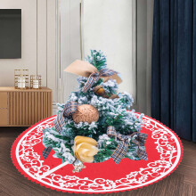 2 Pcs Christmas Tree Skirt - 12 Inches Tree Skirt with Floral Border Pattern for New Year Party Xmas Decoration