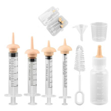 Pet Nursing Kit, Kitten Bottle Feeding Set with Nursing Nipples, Formula Dispenser, Liquid Syringe for Newborn Puppies