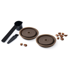 Wiederverwendbare Silikonkapseldeckel für Vertuo DIY Wiederverwendbare Kaffeekapseldeckel mit Löffel & Bürste