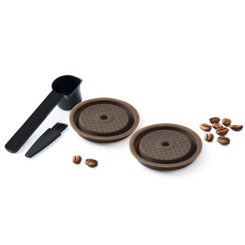 Wiederverwendbare Silikonkapseldeckel für  Vertuo DIY Wiederverwendbare Kaffeekapseldeckel mit Löffel & Bürste