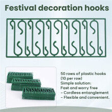 50 Packs Plastic Green Bauble Hooks for Hanging Christmas Tree Decorations,Christmas Wreath,Ornament and Lights Hangers