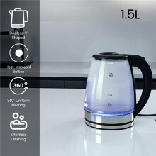 2L Bärbar Elektrisk Vattenkokare Glas Snabbkokande LED Hushållsapparat Snabbkokande Vattenkokare Automatisk Avstängning Vattenkokare EU-Kontakt
