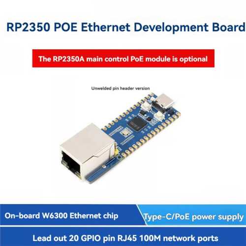 For Raspberry Pi  RP2350A POE-ETH Development Board Dual-Core Dual-Architecture W6300 Chip Supports PoE Module 2