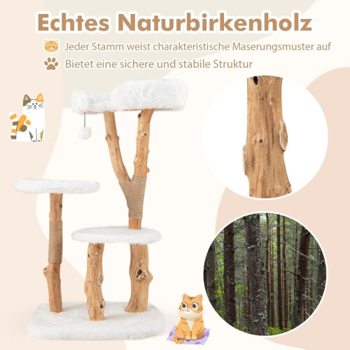 Wood Cat Tree with Plush Seat, 2 Platforms & Jute Posts 2