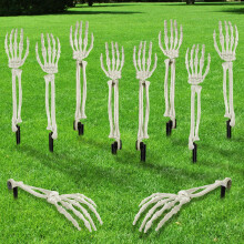 8pcs Halloween Realistic Skeleton Stakes, Zombie Arm Plastic Skeleton Hands Yard Ground-Breaker Stakes for Halloween Outdoor Garden Decorations