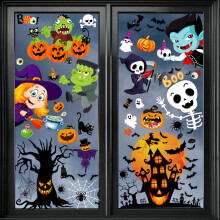 9 Sheets Halloween Window Stickers Decorations Clings Decals Doublesided Reusable for School Home Office Glass Window Halloween Party Indoor |