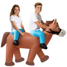 Double Rider Horse Costume for Adults, Funny 2-Person Ride-On Tandem Horse Blow Up Suit for Halloween,Cosplay,Party,Christmas,Birthday