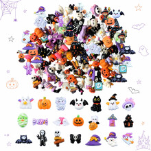 100 Pcs Halloween Resin Embellishments Charms | Flatback Resin Decorations Supplies for Halloween Ornament Scrapbooks Cards Decoration